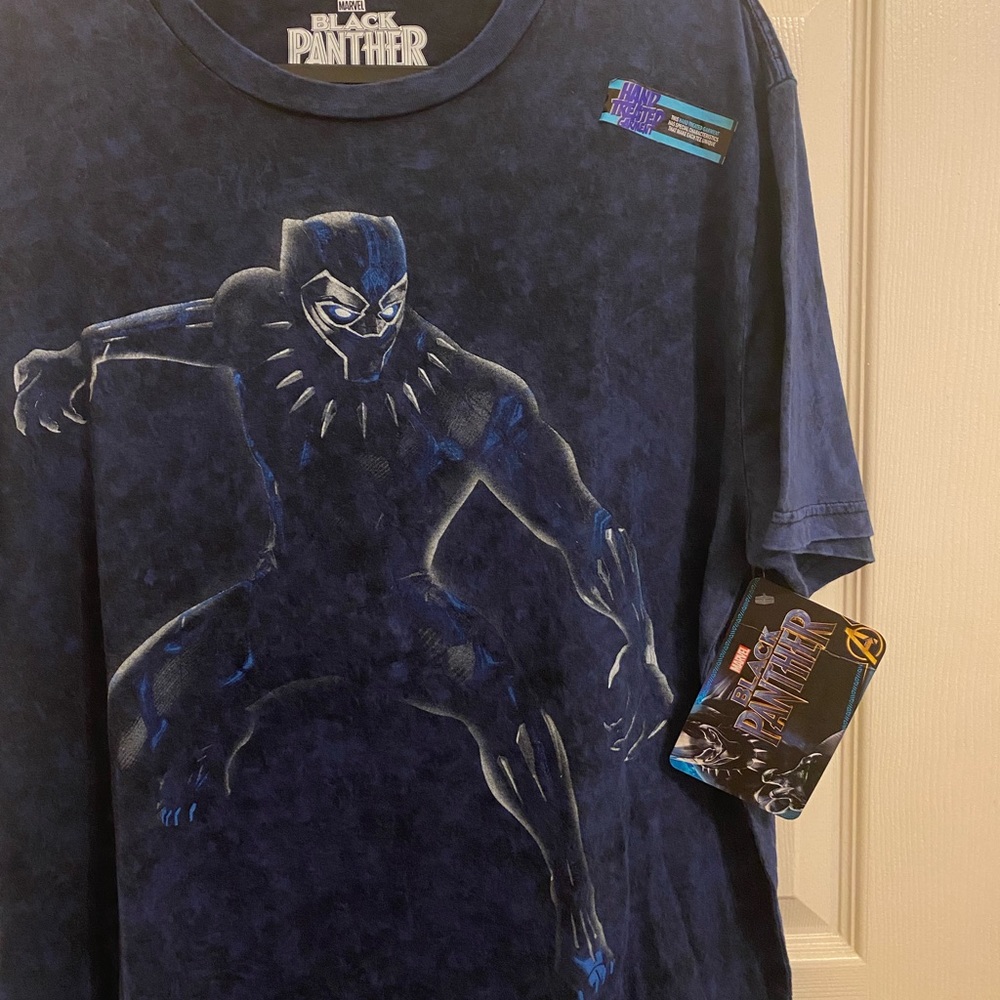 Mad Engine Black Panther Dark Blue Unique Hand Treated Mineral Washed Tee NWT